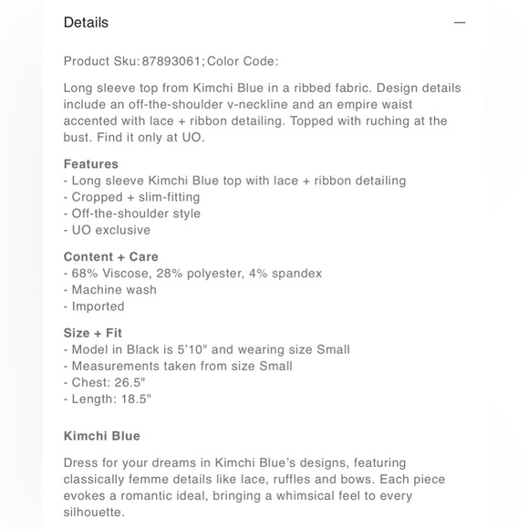 Urban Outfitters Kimchi Blue Gianna Off-The-Shoulder Lace-Inset Top - Picture 6 of 6